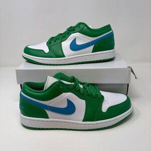 Nike Air Jordan 1 Low Lucky Green Aquatone Womens 10 DC0774-304 White Green Blue